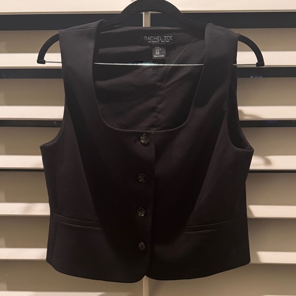 Rachel Zoe 2 Piece Black Vest Suit Set Pants & Top Womens Medium EUC - Picture 5 of 6